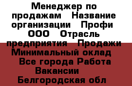 Менеджер по продажам › Название организации ­ Профи, ООО › Отрасль предприятия ­ Продажи › Минимальный оклад ­ 1 - Все города Работа » Вакансии   . Белгородская обл.